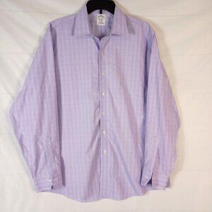 Brooks Brothers 346 Supima Cotton Lavender Check Shirt Men Size 17  - 35 EUC
